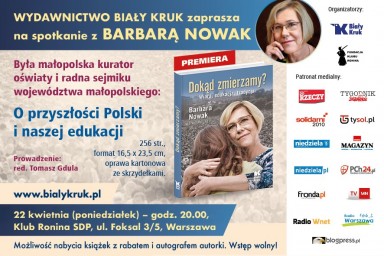 Drogowskaz na czas zamętu. O przyszłości Polski i naszej edukacji z Barbarą Nowak w Klubie Ronina